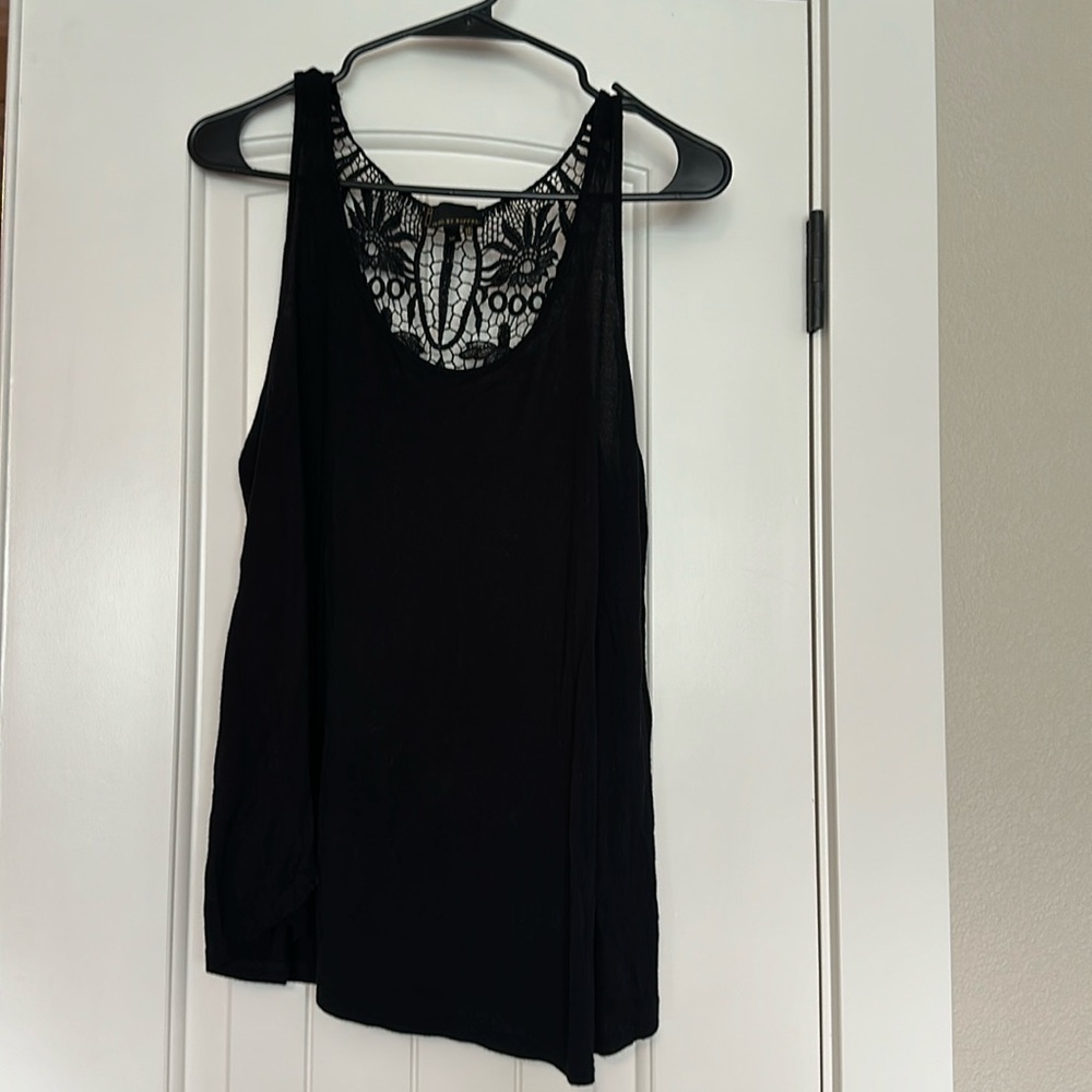 Gently used, tank top, black with lace back